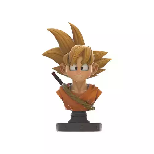 Goku Chibi Bust Super Saiyan Anime Statue 3D print model