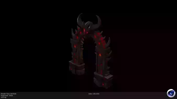 Low Poly Stylized Infernal Archgate  Demonic Portal