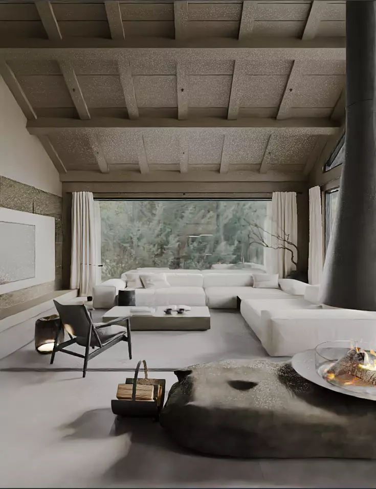 Villa s living room and dining room 3D model_6