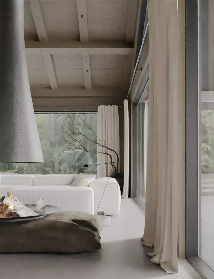 Villa s living room and dining room 3D model_4