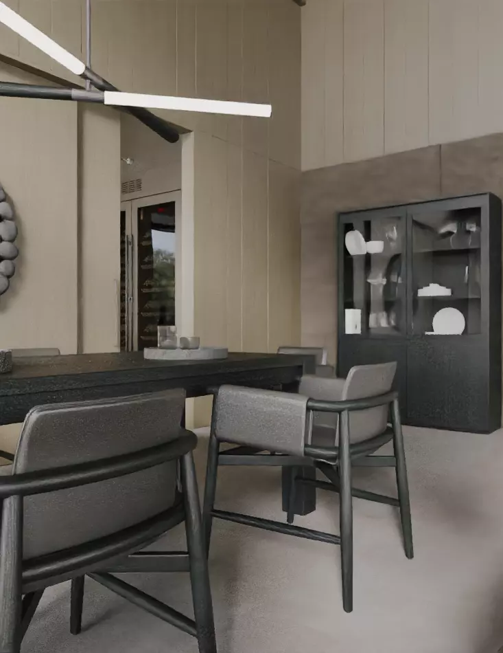 Villa s living room and dining room 3D model_0