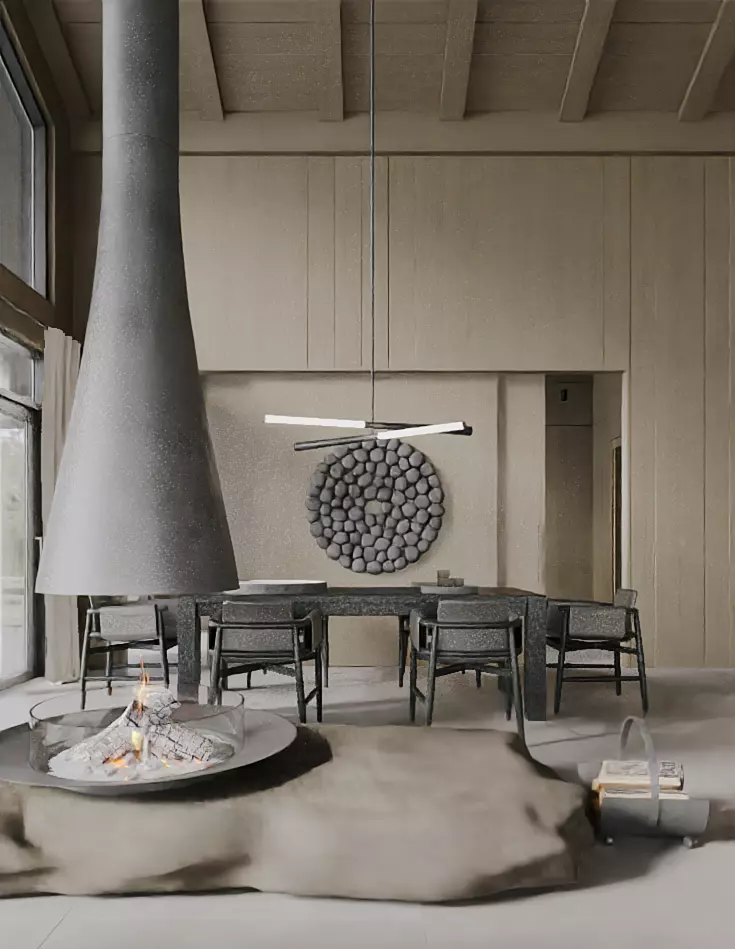 Villa s living room and dining room 3D model_3