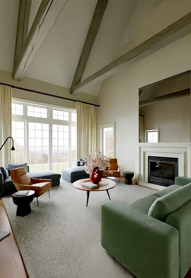 Modern French-style dining room and living room 3D model_0