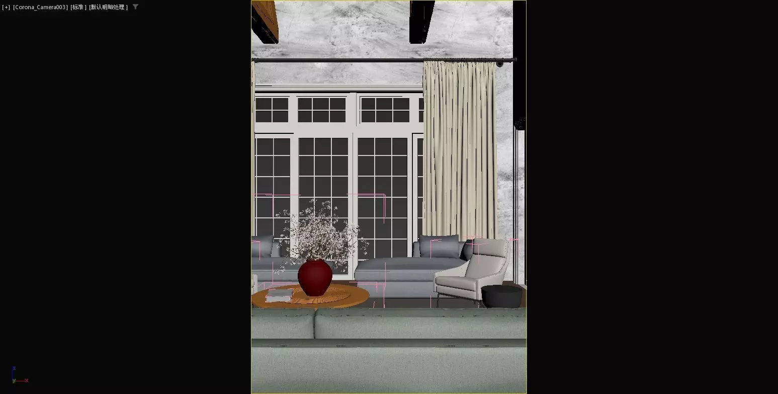 Modern French-style dining room and living room 3D model_10