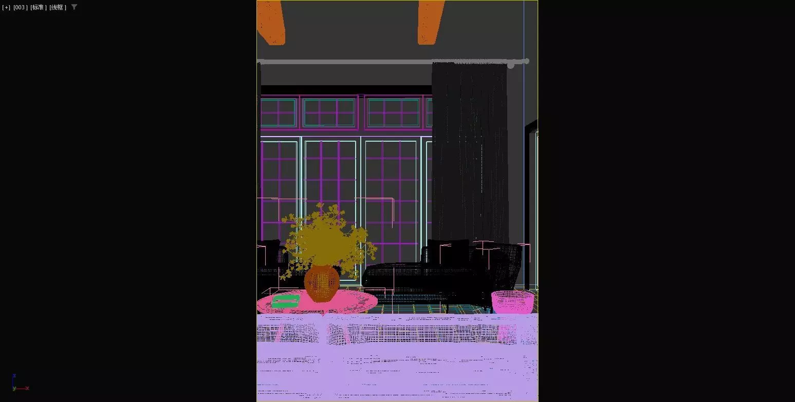 Modern French-style dining room and living room 3D model_6