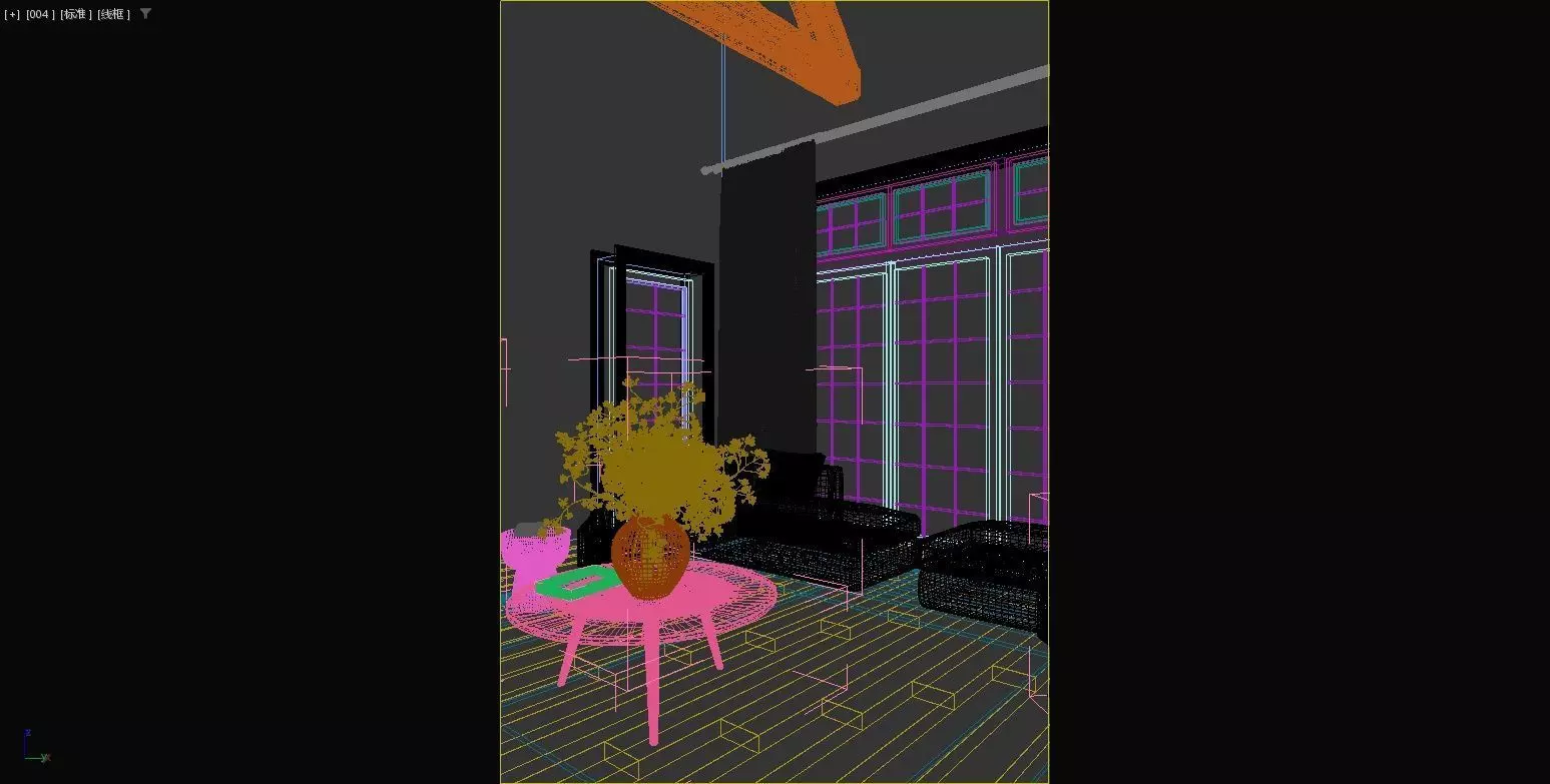 Modern French-style dining room and living room 3D model_7