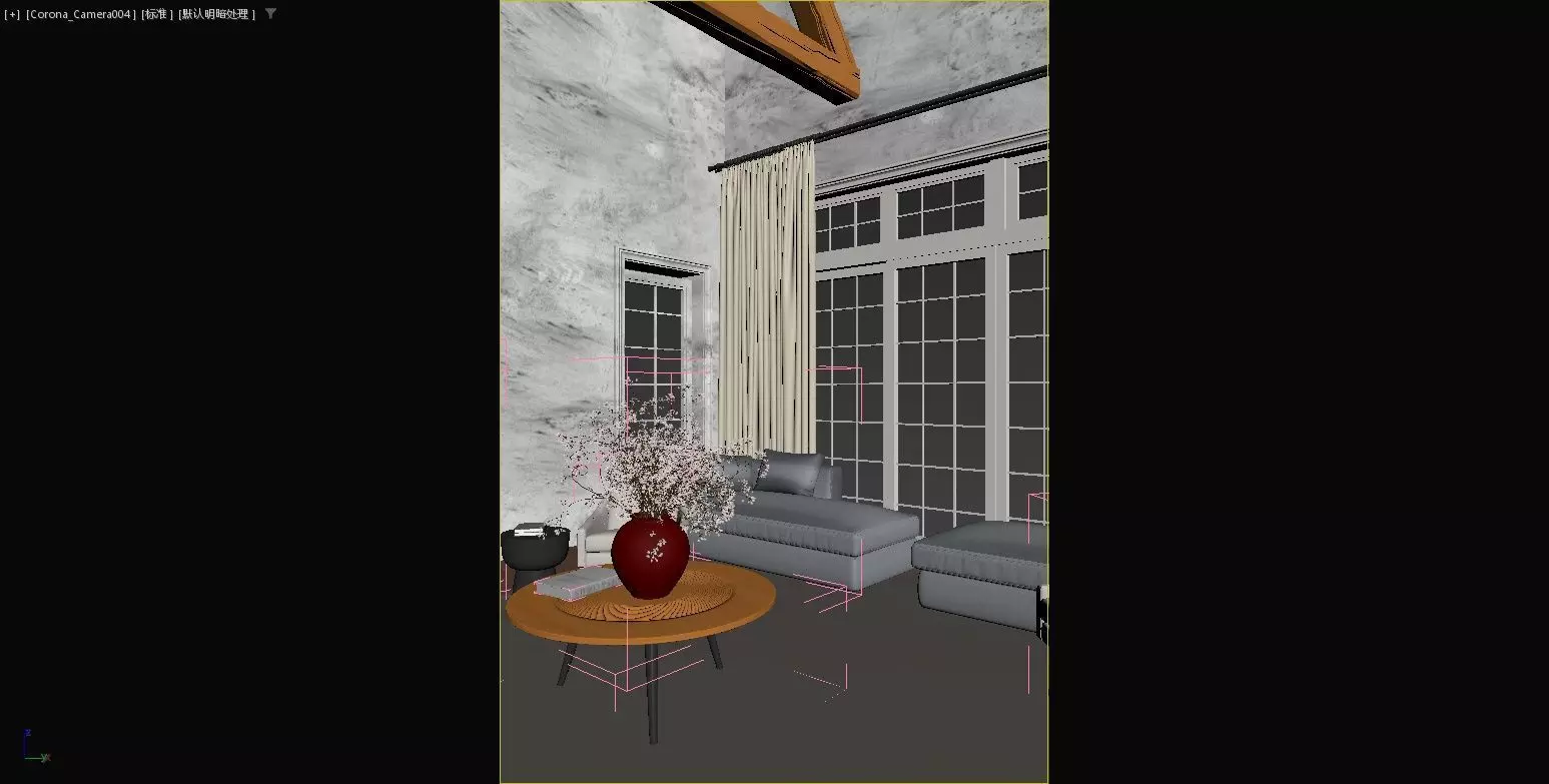 Modern French-style dining room and living room 3D model_11