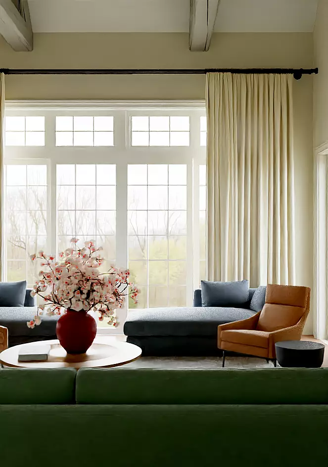 Modern French-style dining room and living room 3D model_2