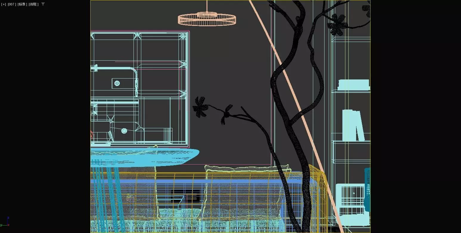 Modern living room and dining area 3D model_13