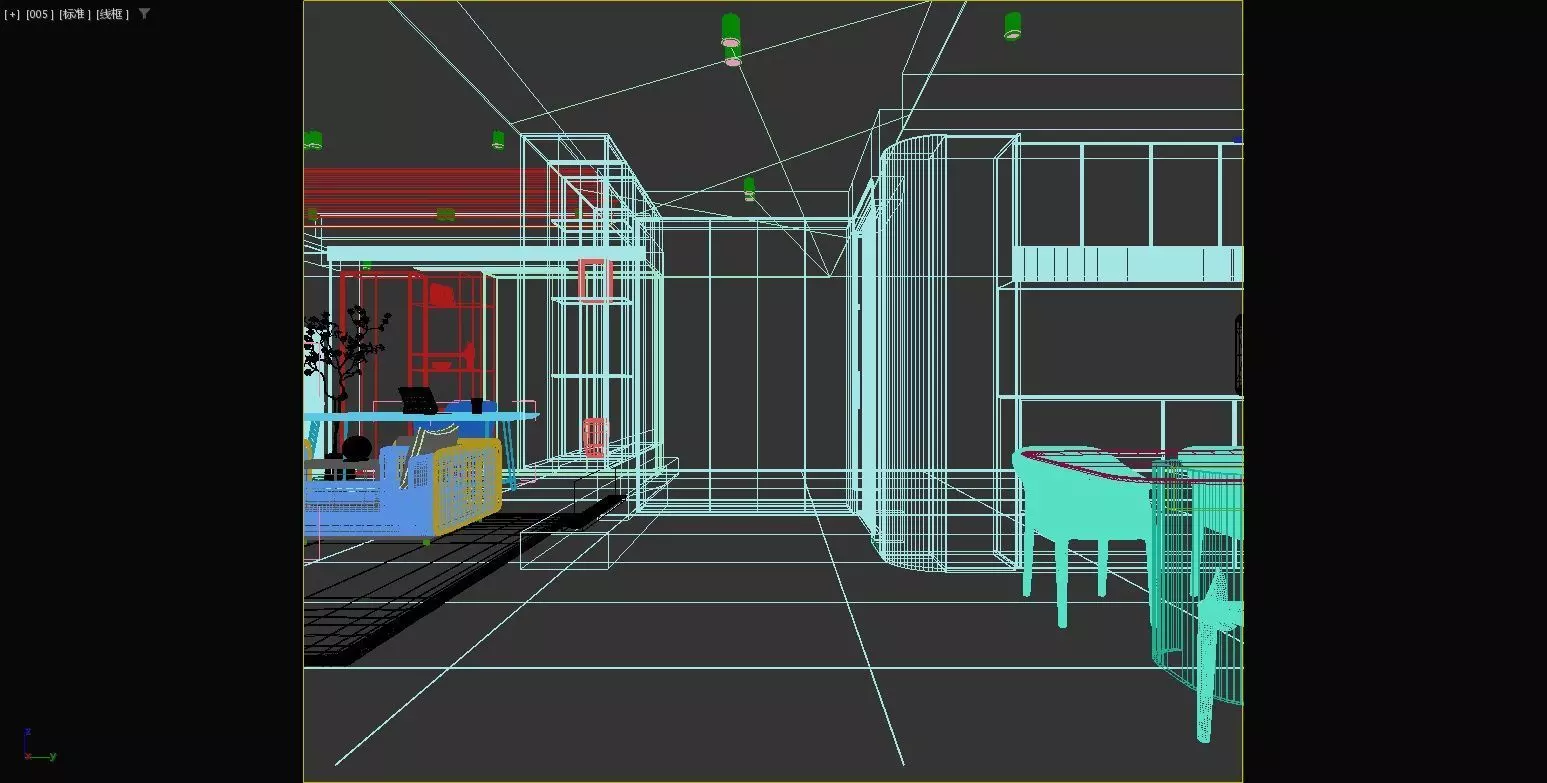 Modern living room and dining area 3D model_11