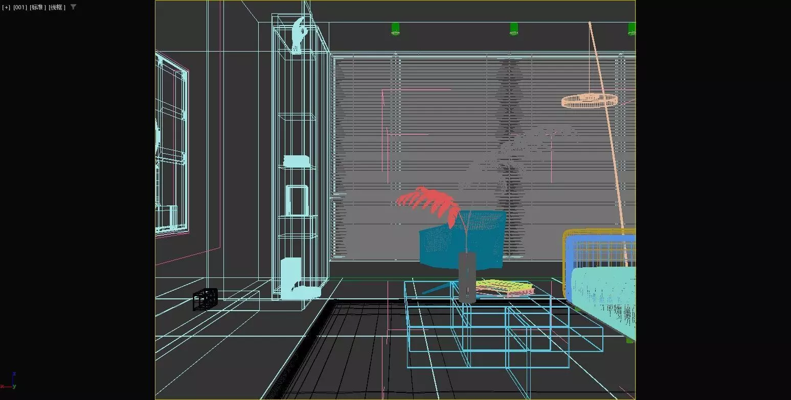 Modern living room and dining area 3D model_7