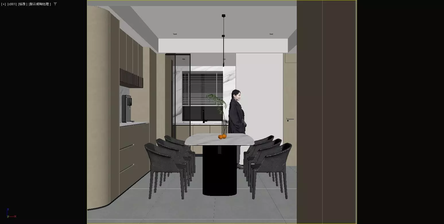 Modern living room and dining area 3D model_15