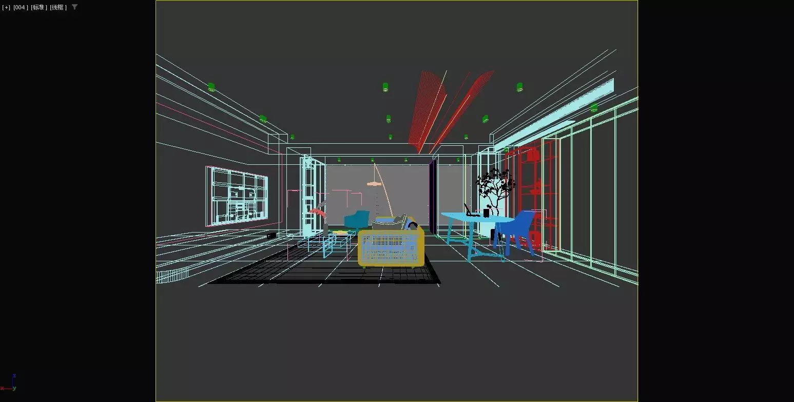 Modern living room and dining area 3D model_10