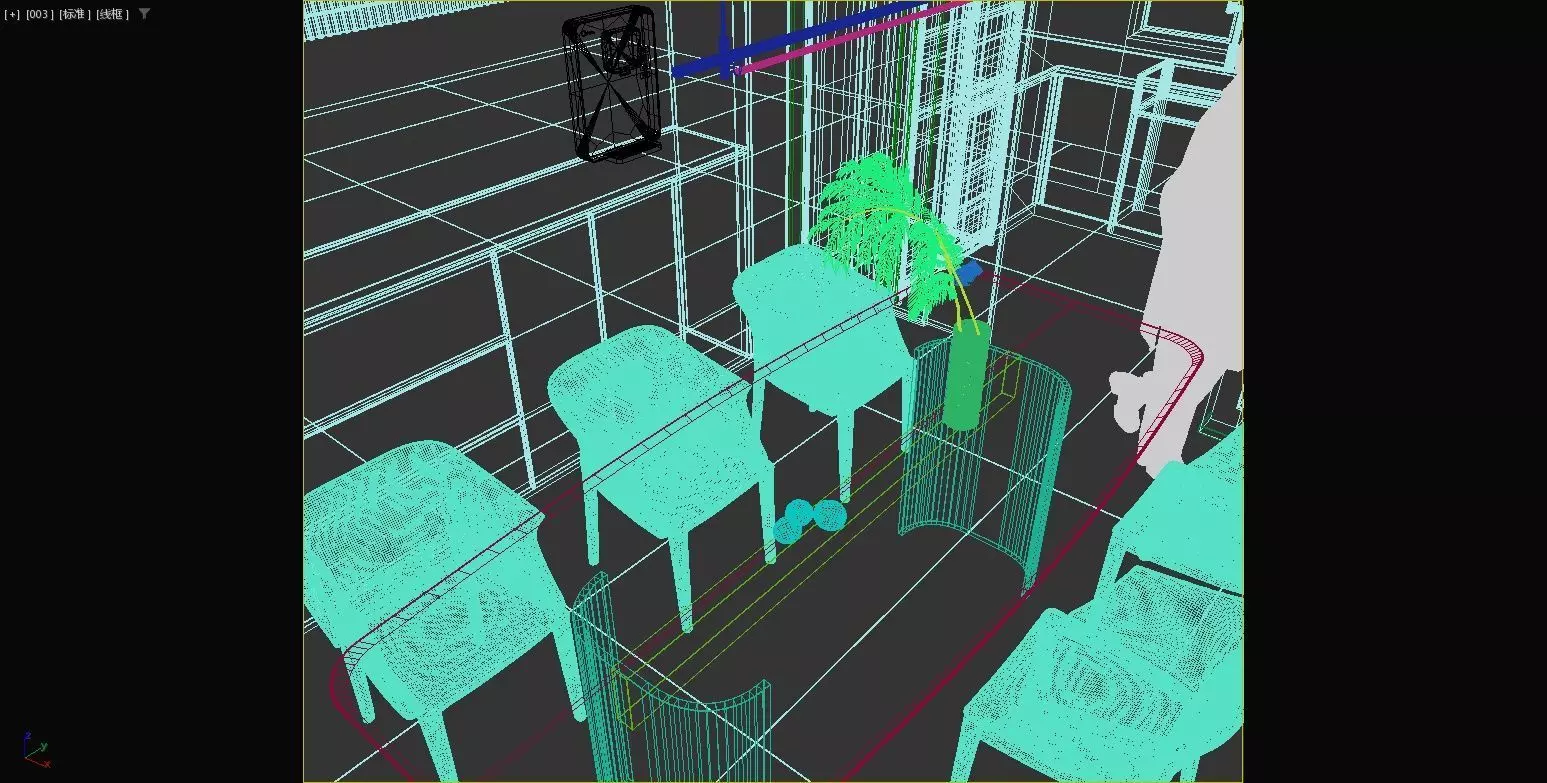 Modern living room and dining area 3D model_9