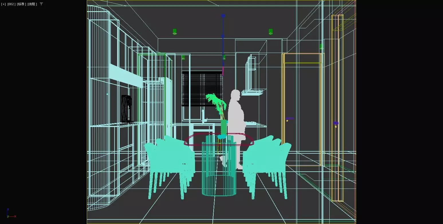 Modern living room and dining area 3D model_8