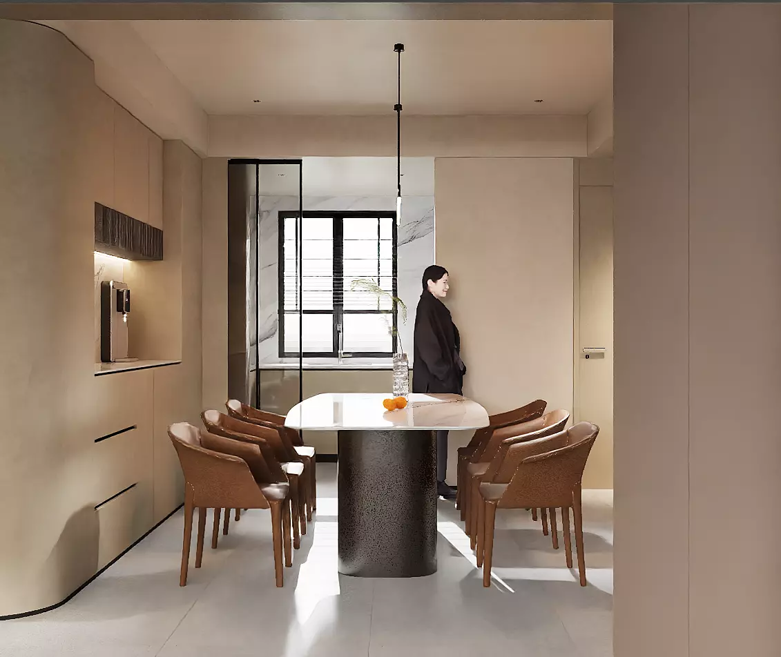 Modern living room and dining area 3D model_0