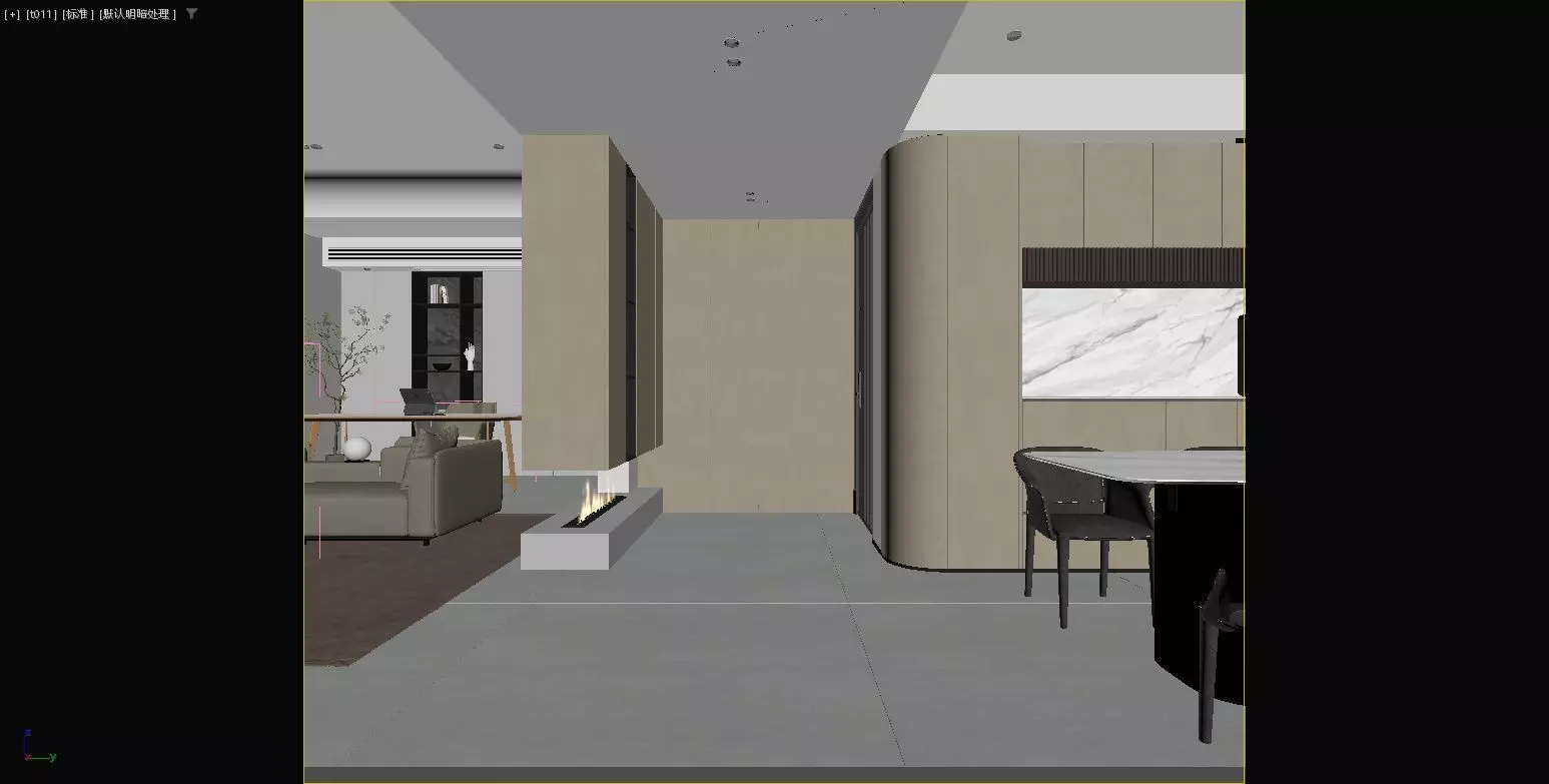 Modern living room and dining area 3D model_20