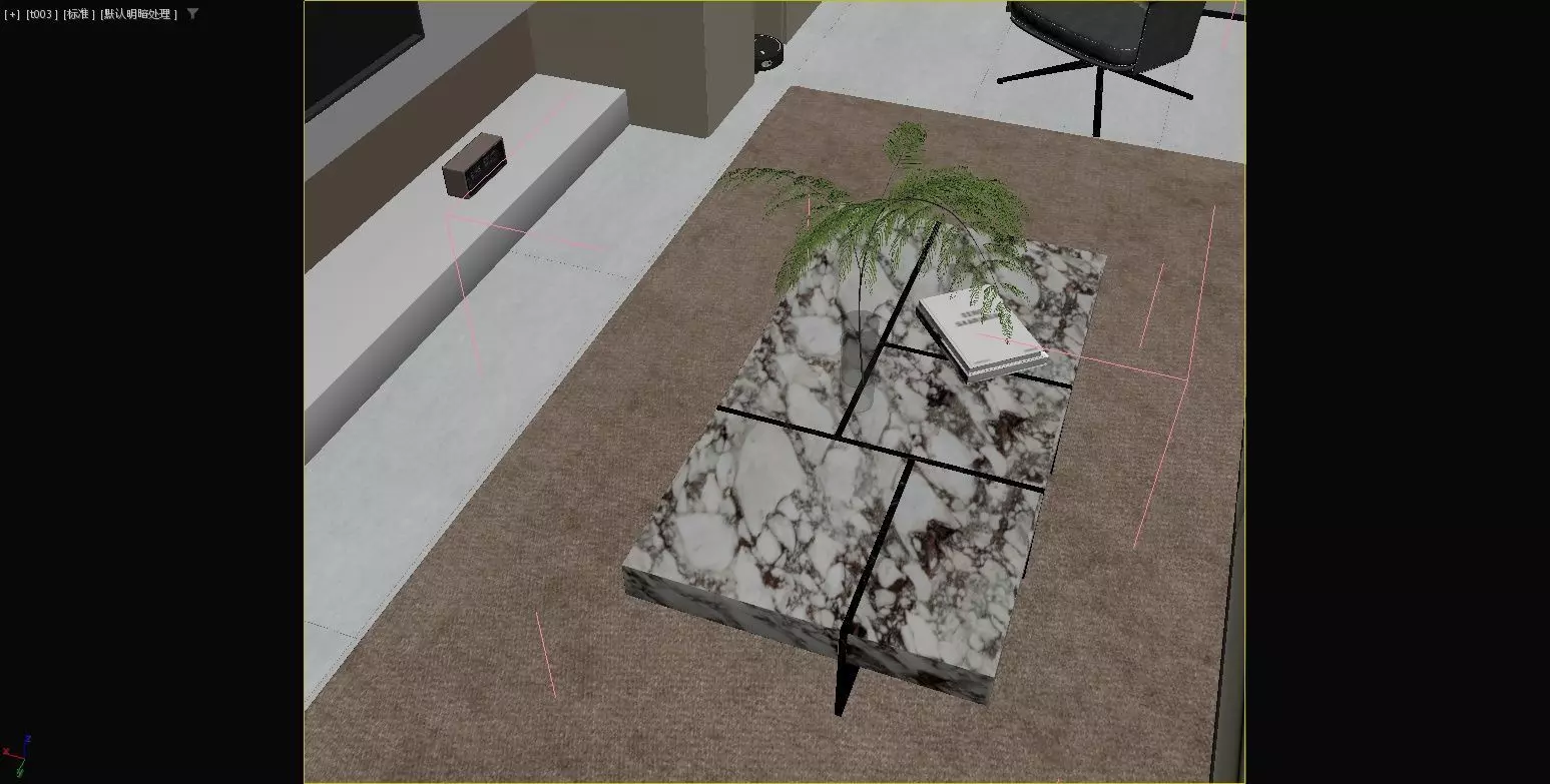 Modern living room and dining area 3D model_16