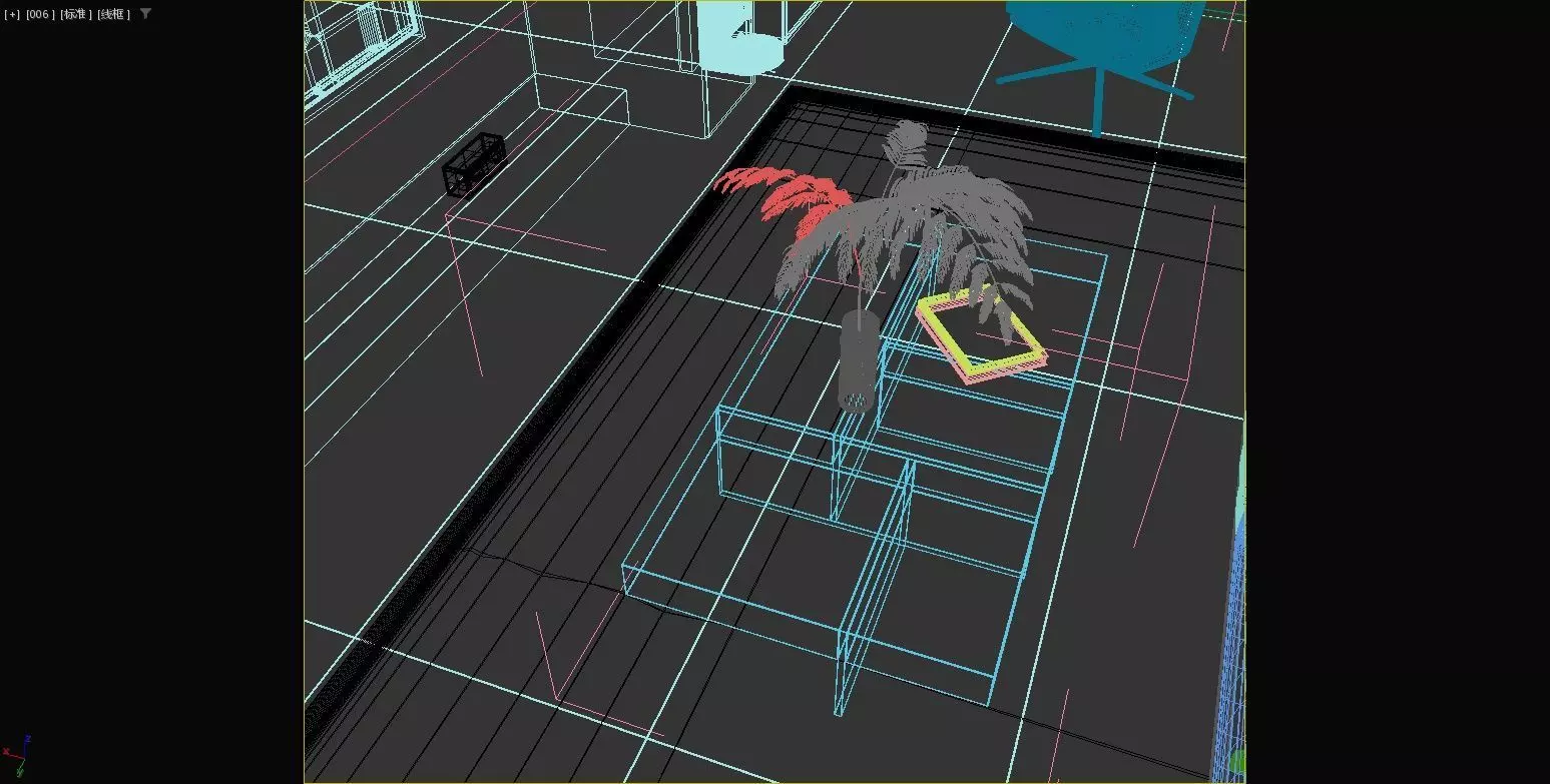 Modern living room and dining area 3D model_12