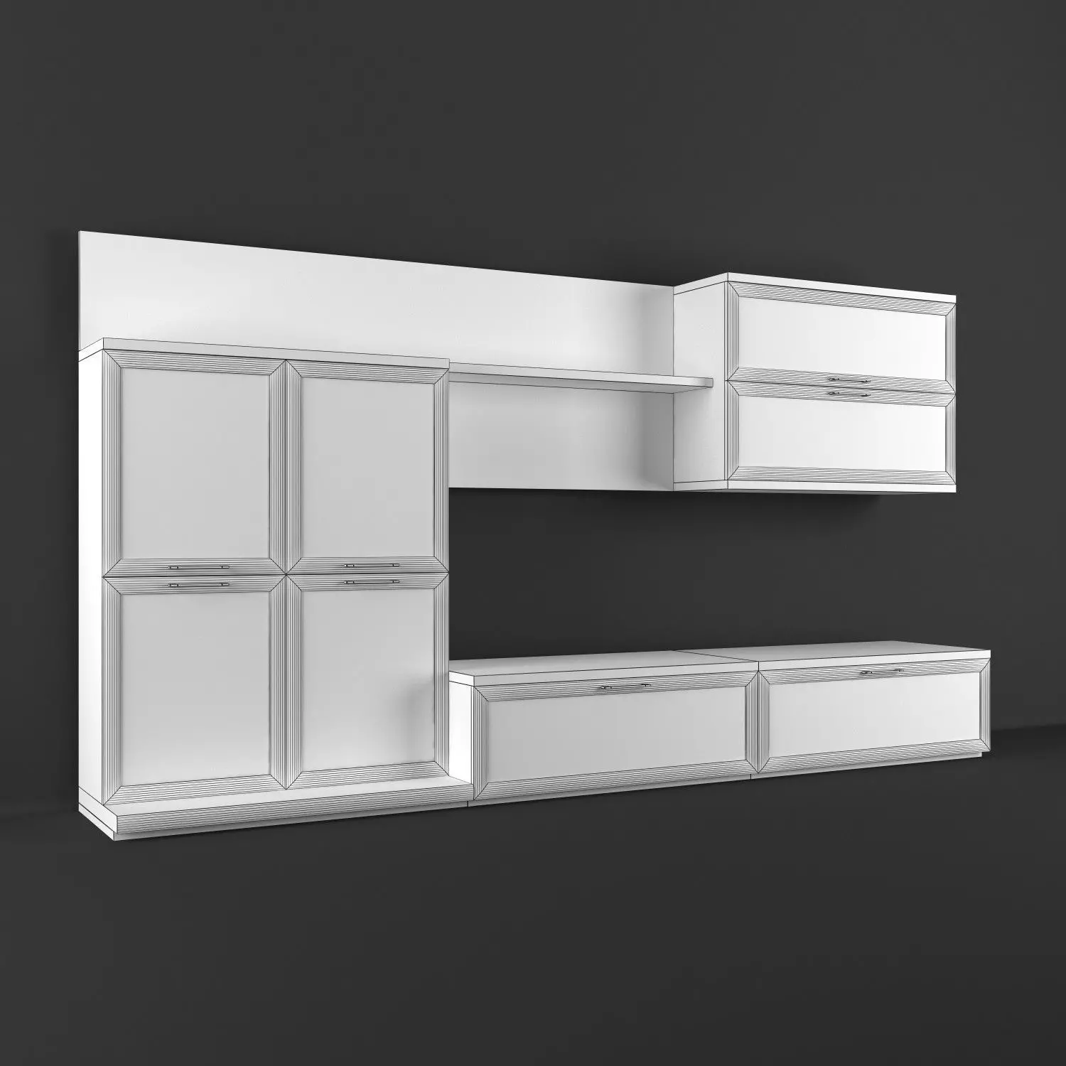 TV Media Wall Unit 2 3D model_2