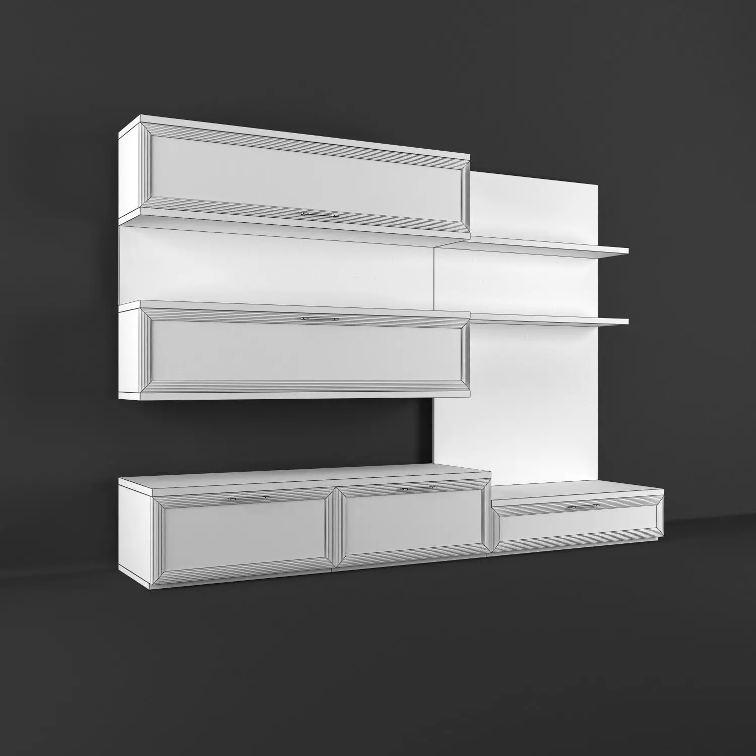 TV Media Wall Unit 3 3D model_2