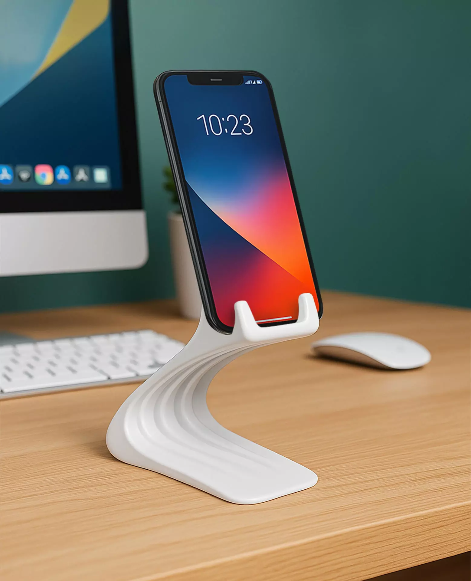 Curved Base Phone Stand 3D print model_0