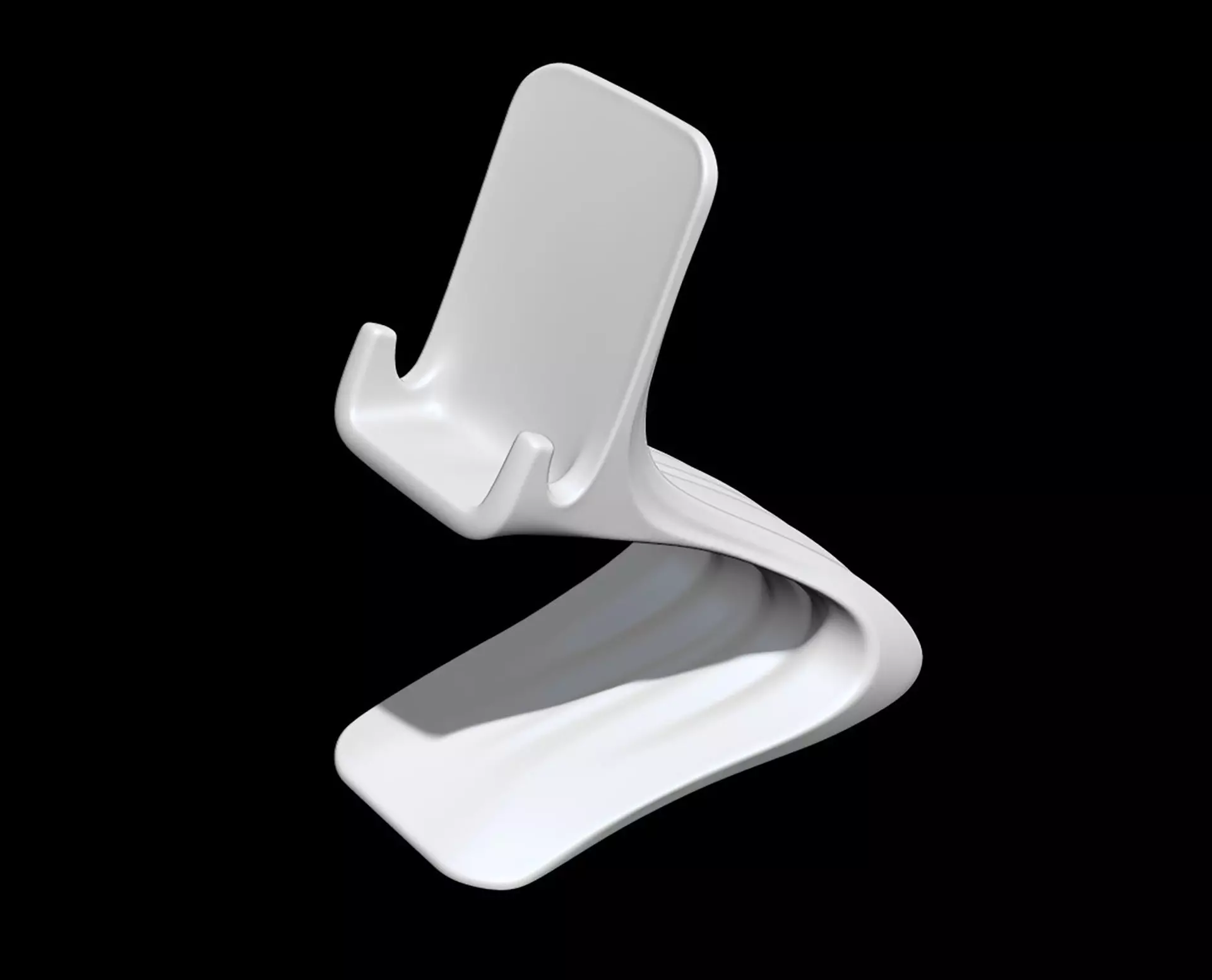 Curved Base Phone Stand 3D print model_1