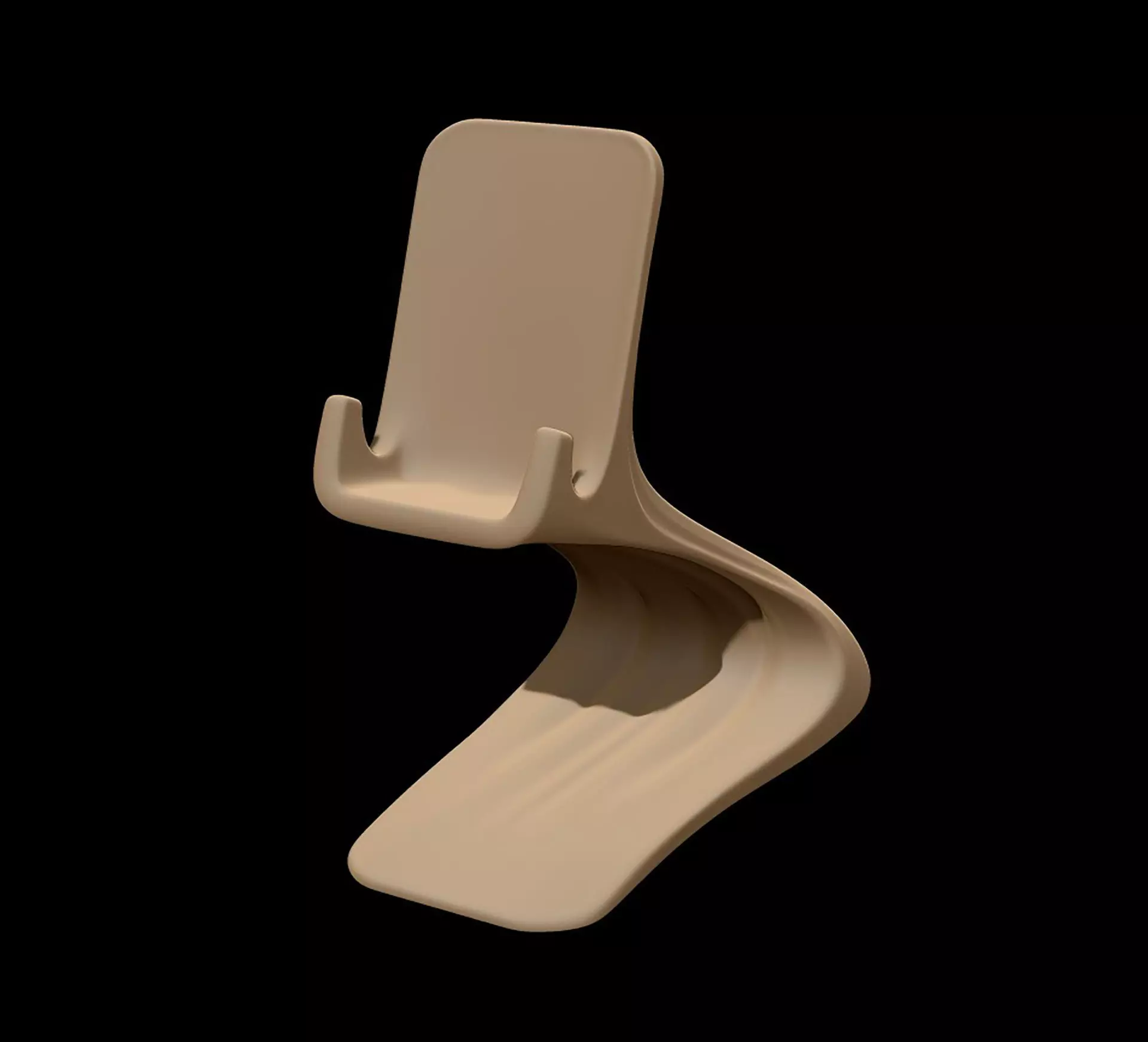 Curved Base Phone Stand 3D print model_7