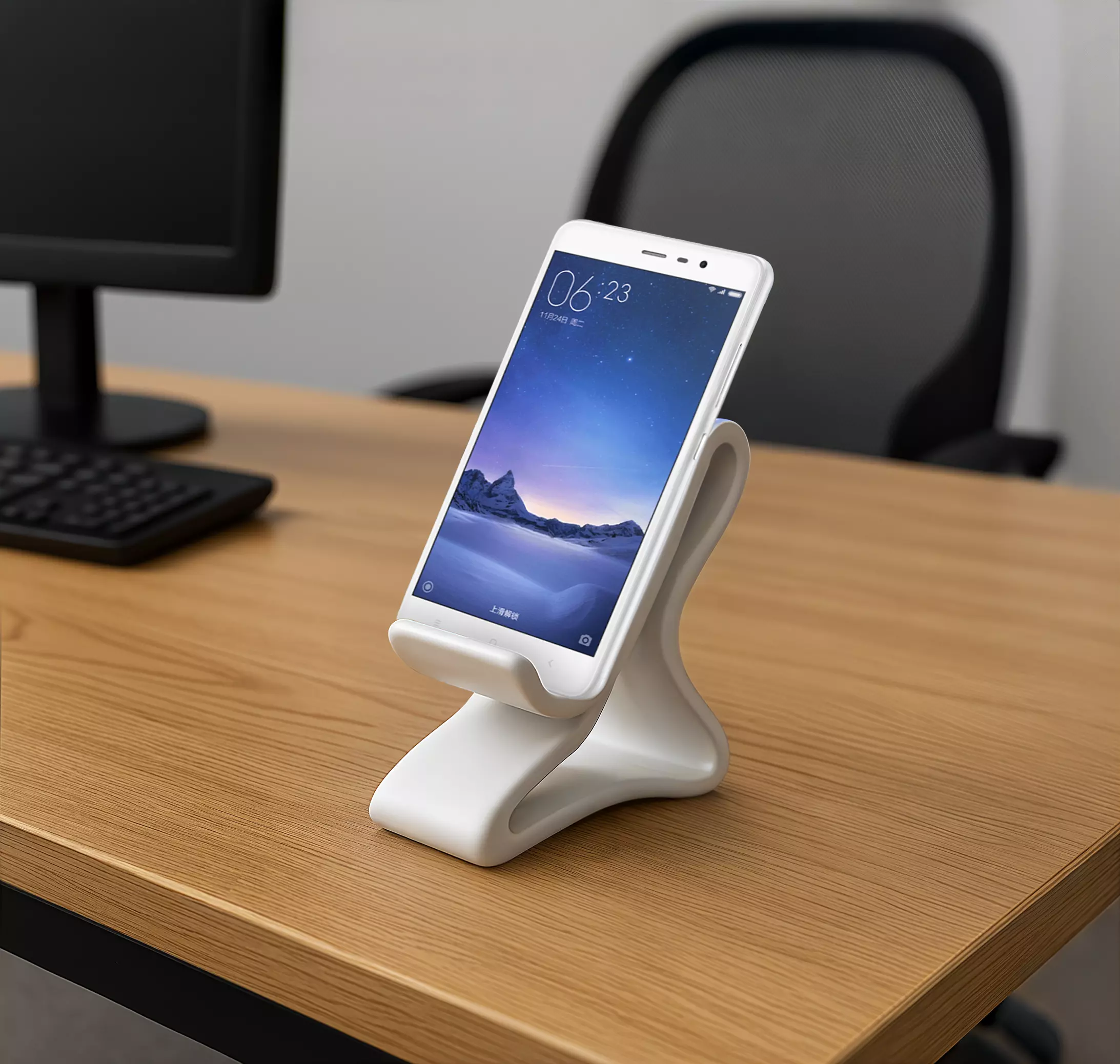 Curved Base Phone Stand 3D print model_0