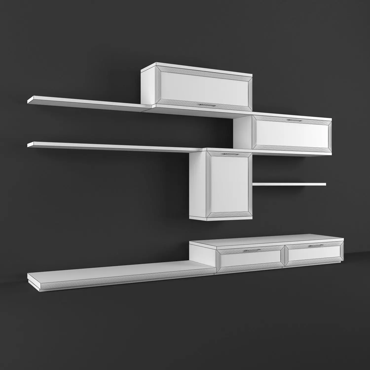 TV Media Wall Unit 10 3D model_2