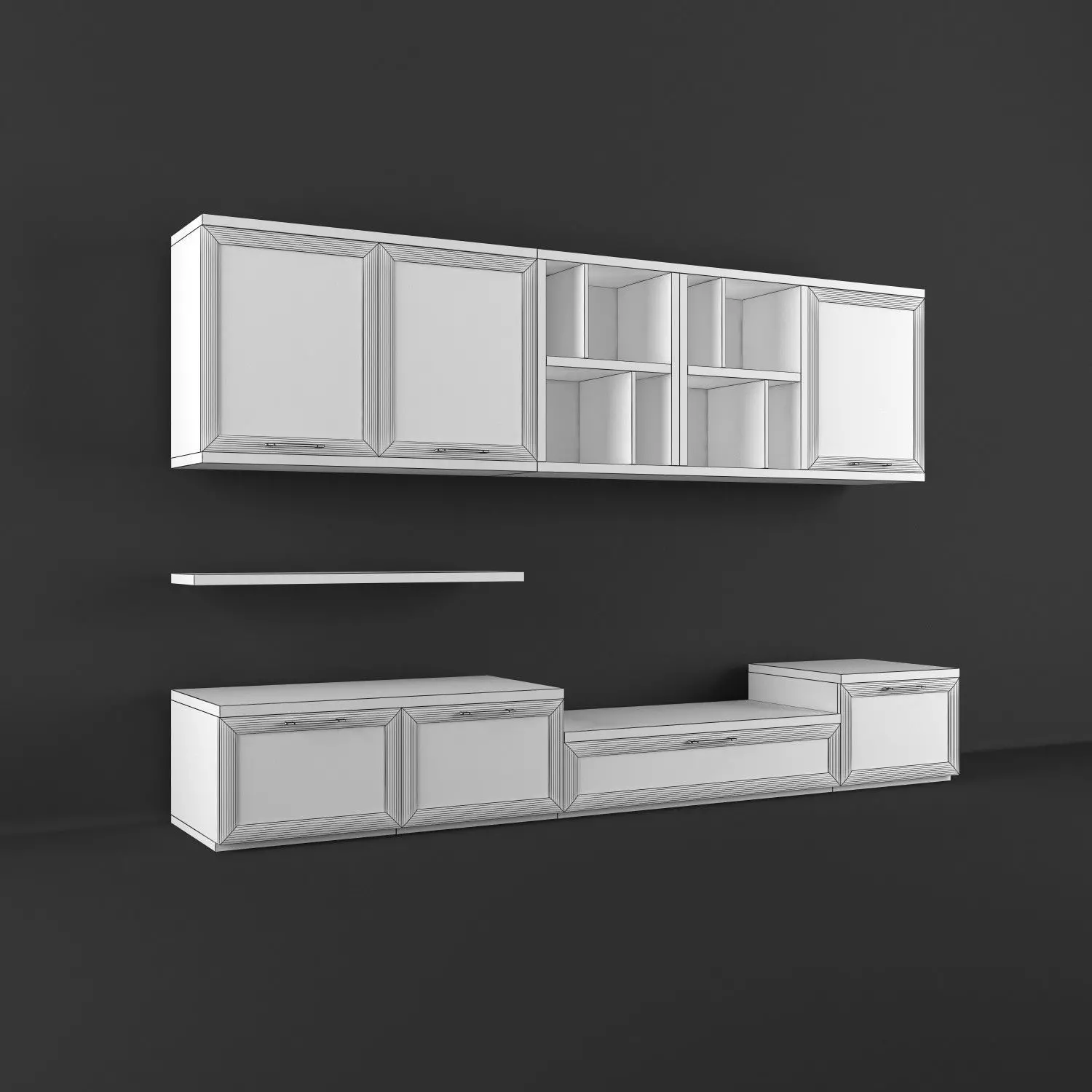 TV Media Wall Unit 11 3D model_2