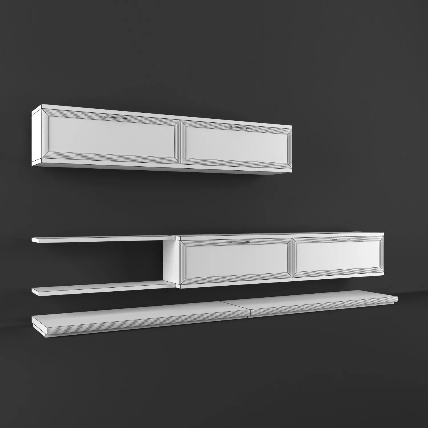 TV Media Wall Unit 12 3D model_2