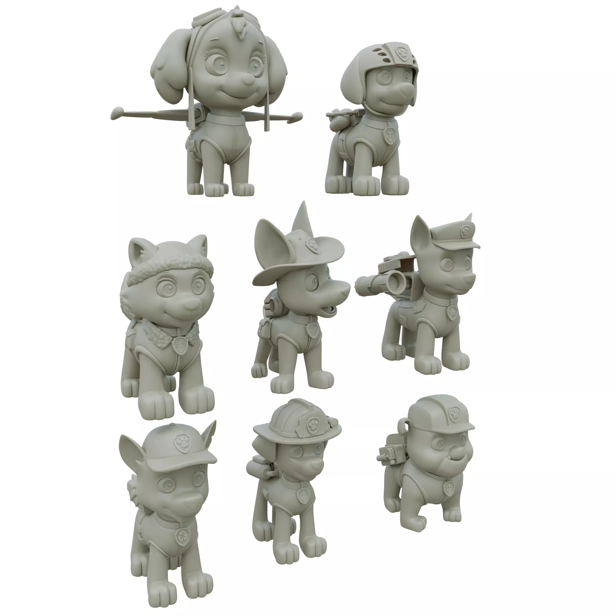 Paw Patrol Full Collection High Quality STL Pack 8 Characters 3D print model_0