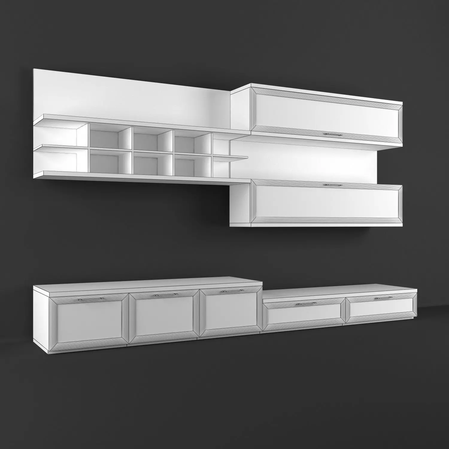 TV Media Wall Unit 16 3D model_2