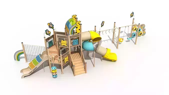 Outdoor slide and climbing playground