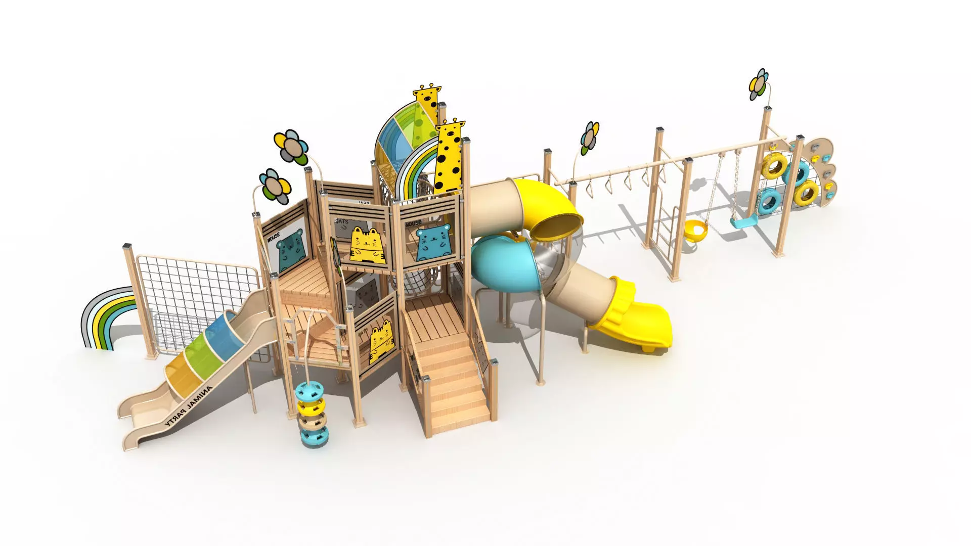 Outdoor slide and climbing playground 3D model_0