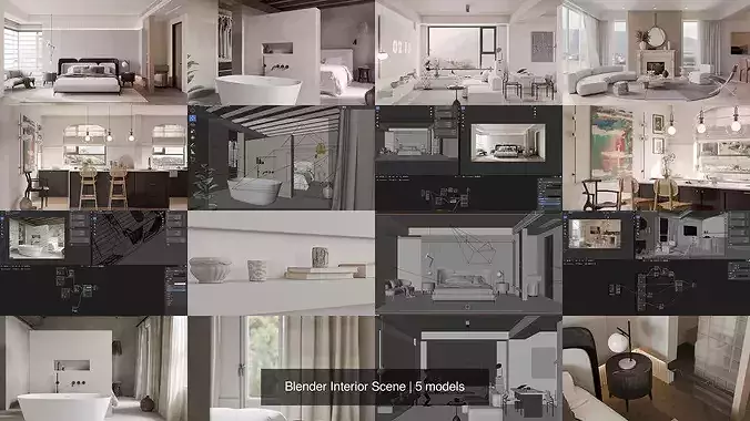 Blender Interior Scene 3D Model Pack 2
