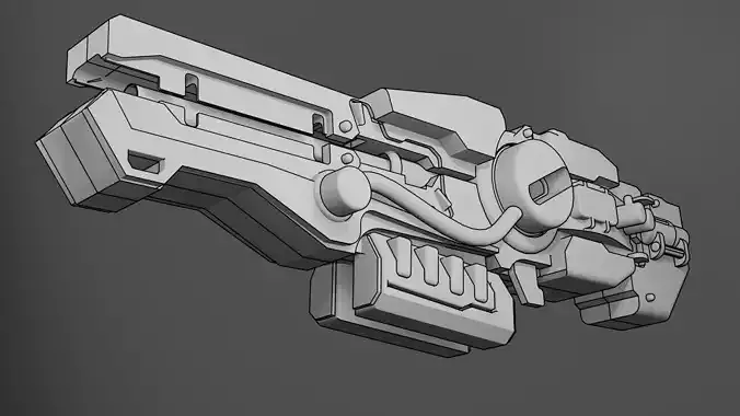 rail gun sci fi  Low-poly 3D model