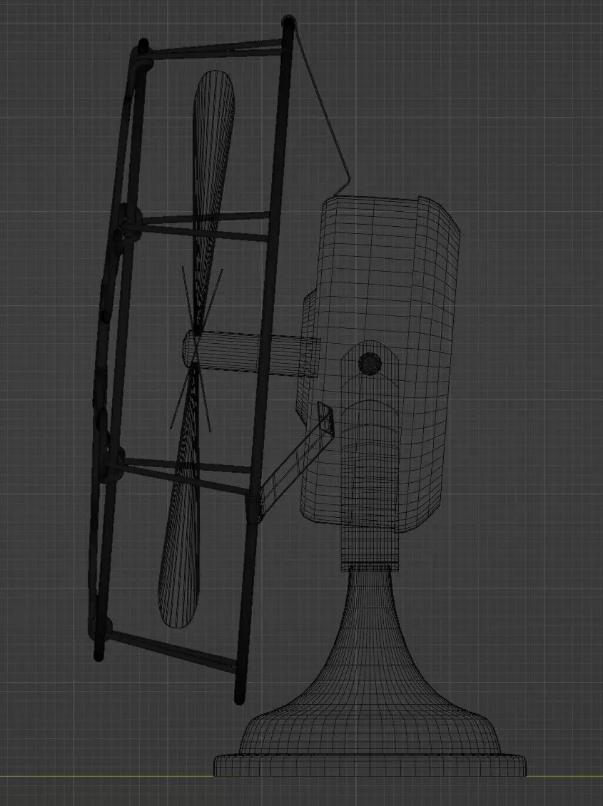 Vintage Electric Desk Fan 3D model_4
