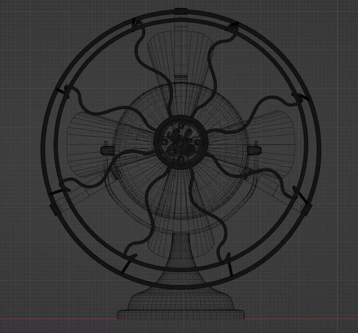 Vintage Electric Desk Fan 3D model_5