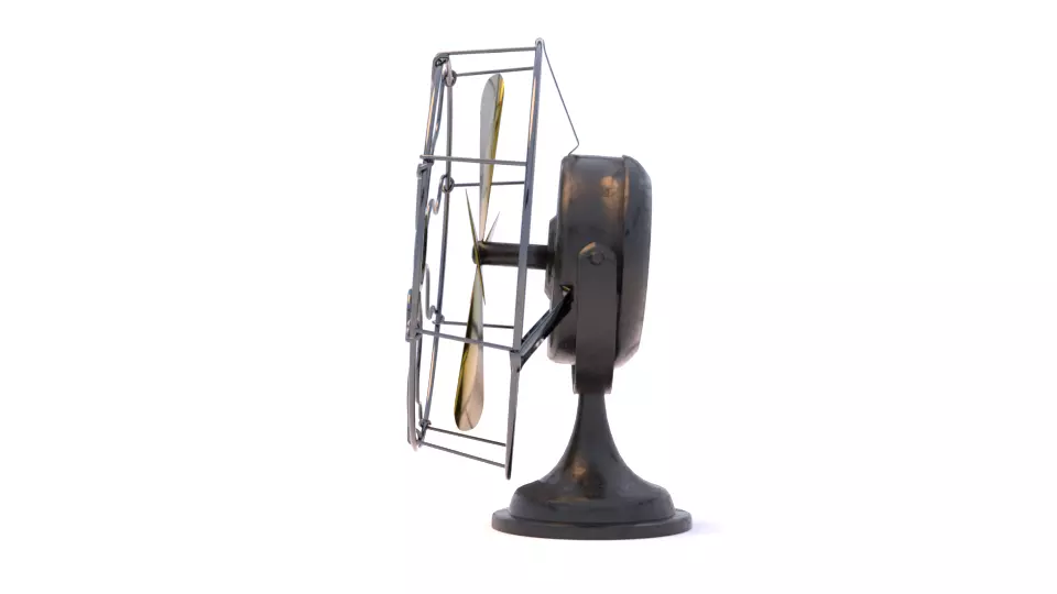 Vintage Electric Desk Fan 3D model_3