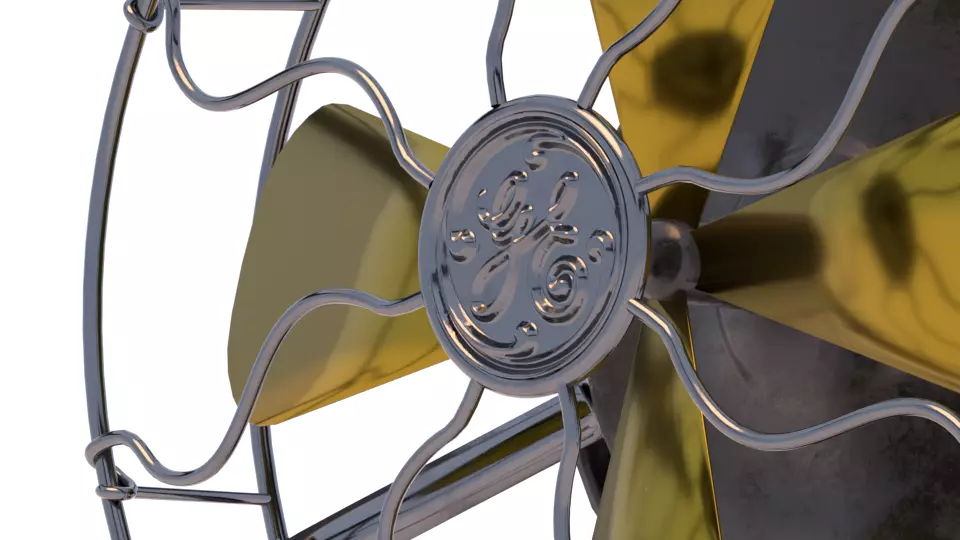 Vintage Electric Desk Fan 3D model_2
