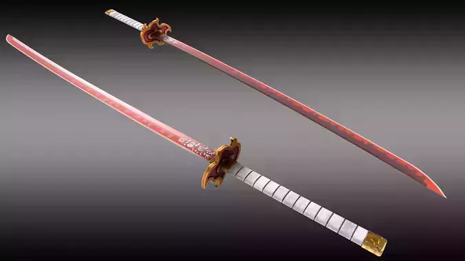 Demon Slayer Rengoku Kyojuro Nichirin Sword Low-poly 3D model