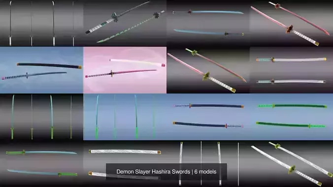 Demon Slayer Hashira Swords 3D Model Collection