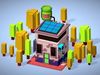 Bank With Broken Wall - Low Poly Model - Hyper Casual Scene Free low-poly 3D model_2