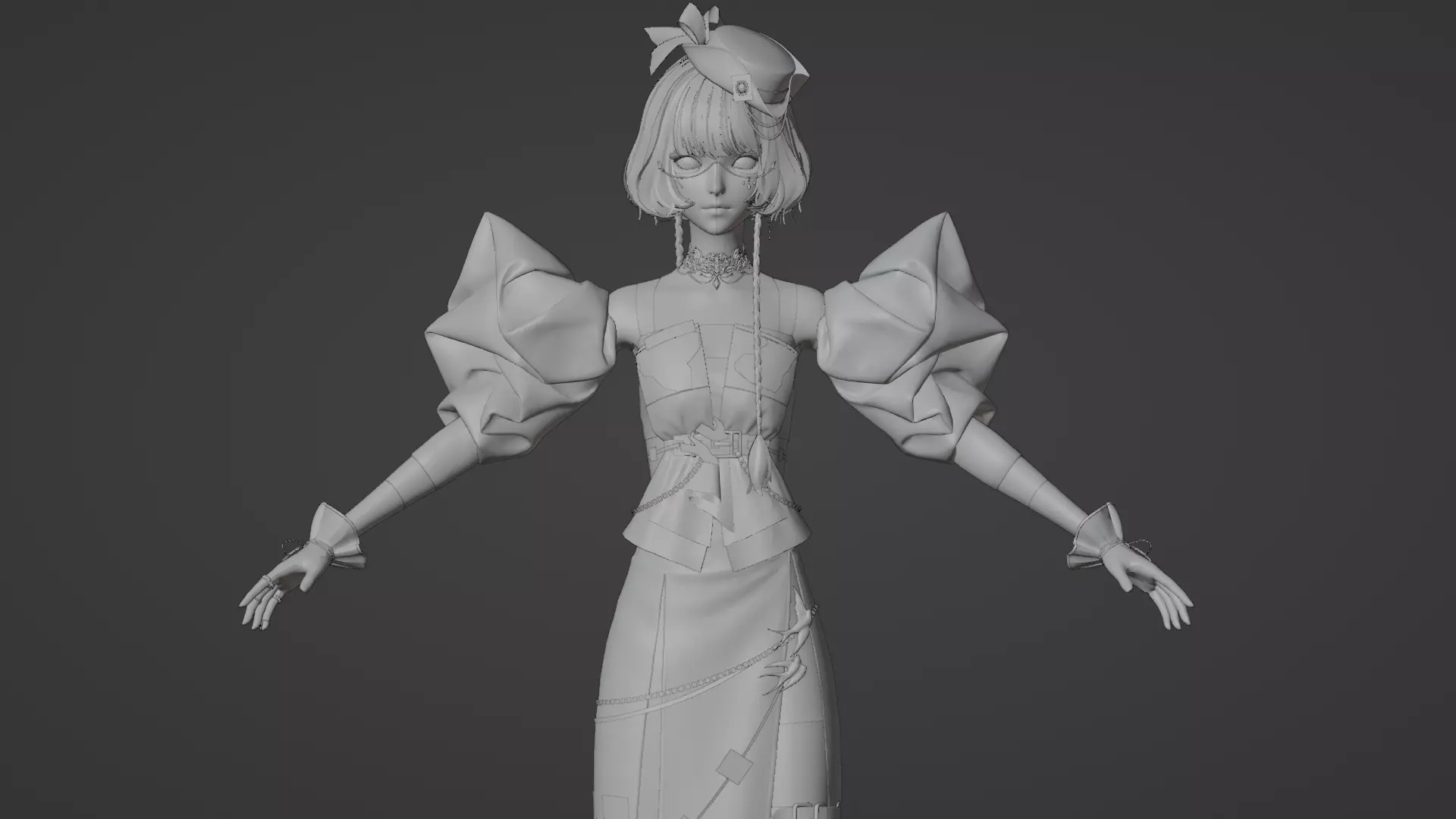 High Detail Asian Anime GirlCute Best BaseMesh Asset Rigged Hot  3D model_32