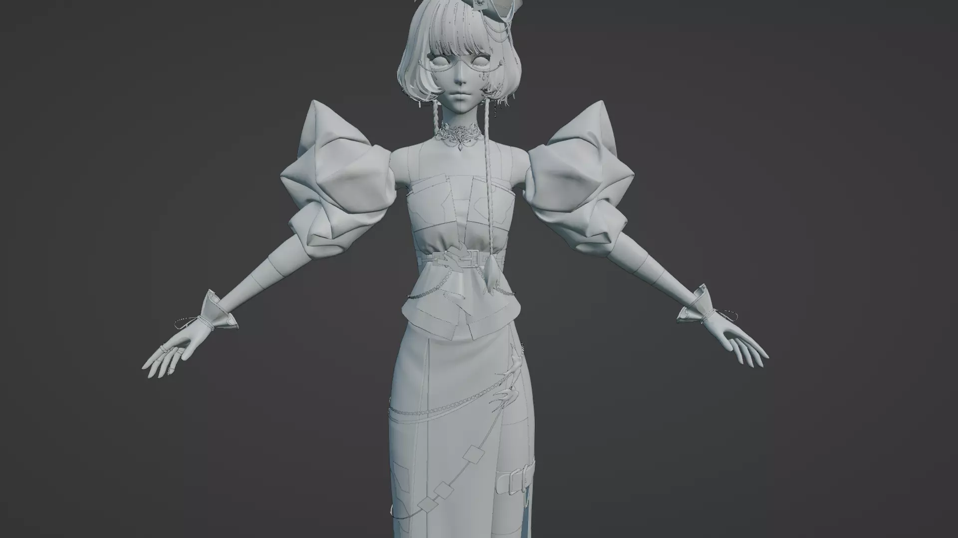 High Detail Asian Anime GirlCute Best BaseMesh Asset Rigged Hot  3D model_34