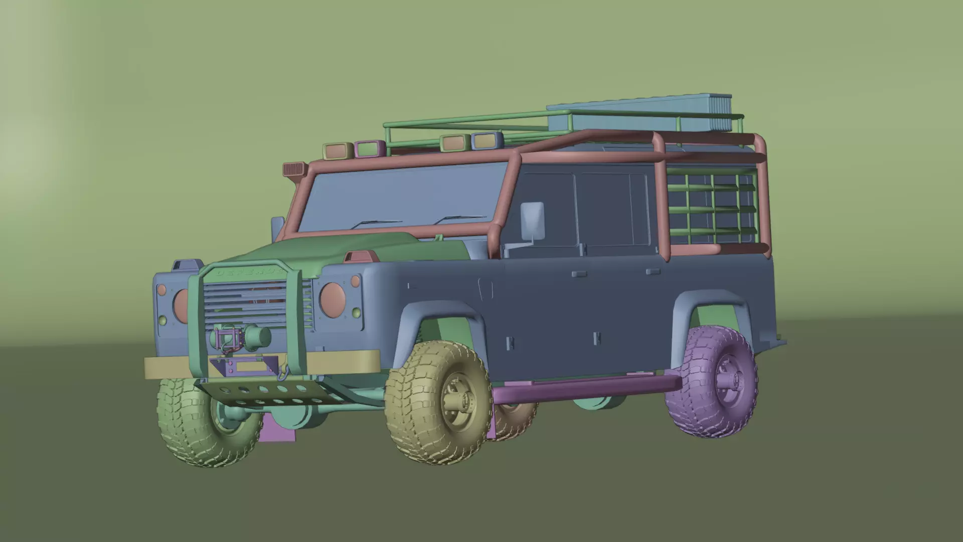 4x4 off road camping jeep  Low-poly 3D model_21
