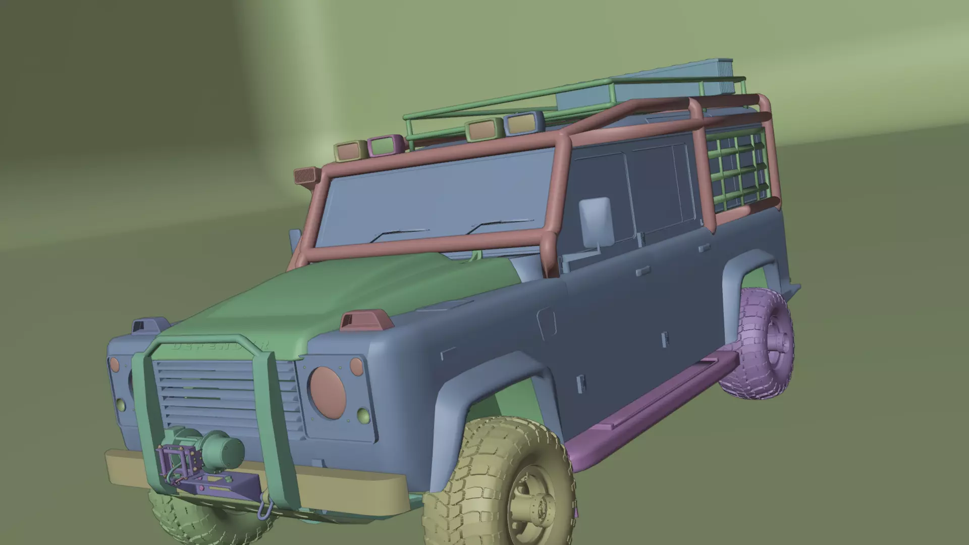 4x4 off road camping jeep  Low-poly 3D model_20