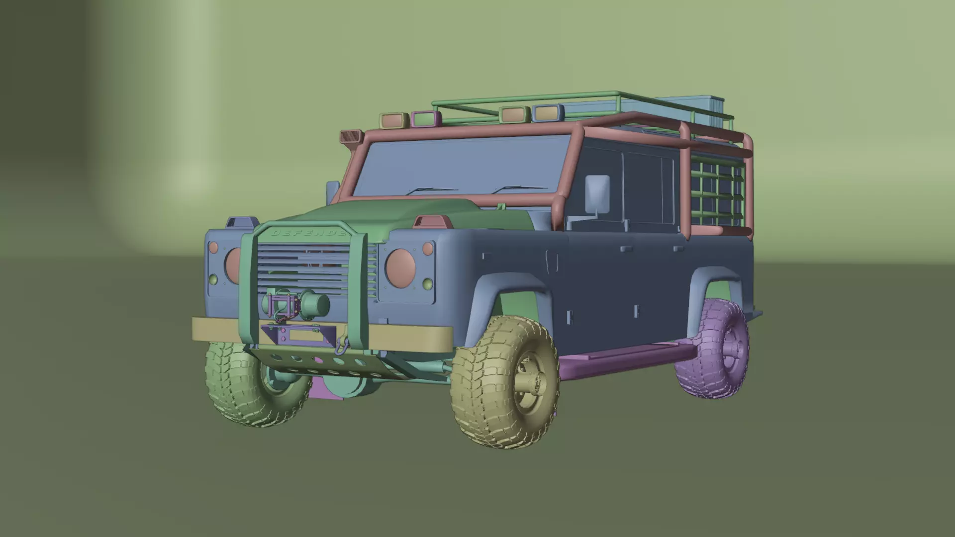 4x4 off road camping jeep  Low-poly 3D model_12